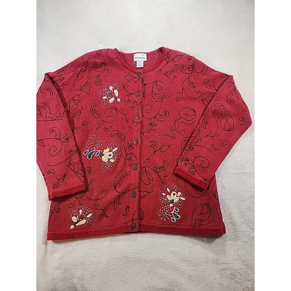 Breckenridge‎  Woman's Sweater  With Butterflies Embroidered- Size M Red - Picture 1 of 7